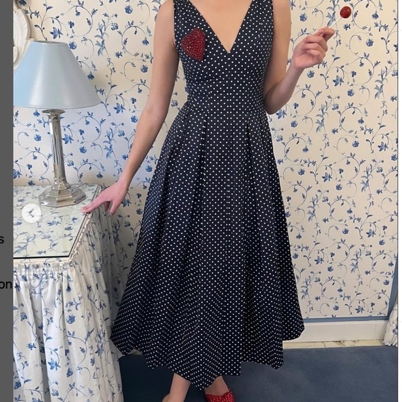 *SOLD* Hill House Womens Jacqueline Cotton Satin Polka Dot Dress - Size S - Picture 7 of 11